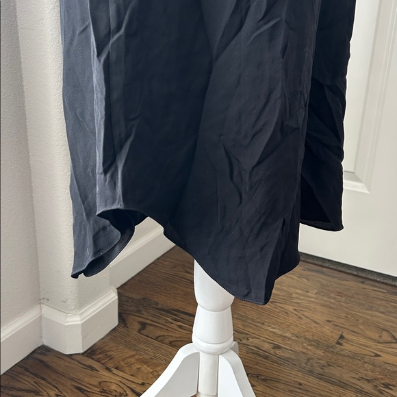 Theory LS Combo Dress Black Sweater Rib Knit Silk Shirt Tail Midi Size S NWT - Picture 7 of 8